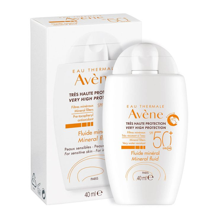 ضد آفتاب فیزیکی اون (Avène) مدل Mineral Fluid SPF +5۰| مخصوص پوستهای بسیار حساس با حجم ۴۰ میلی لیتر